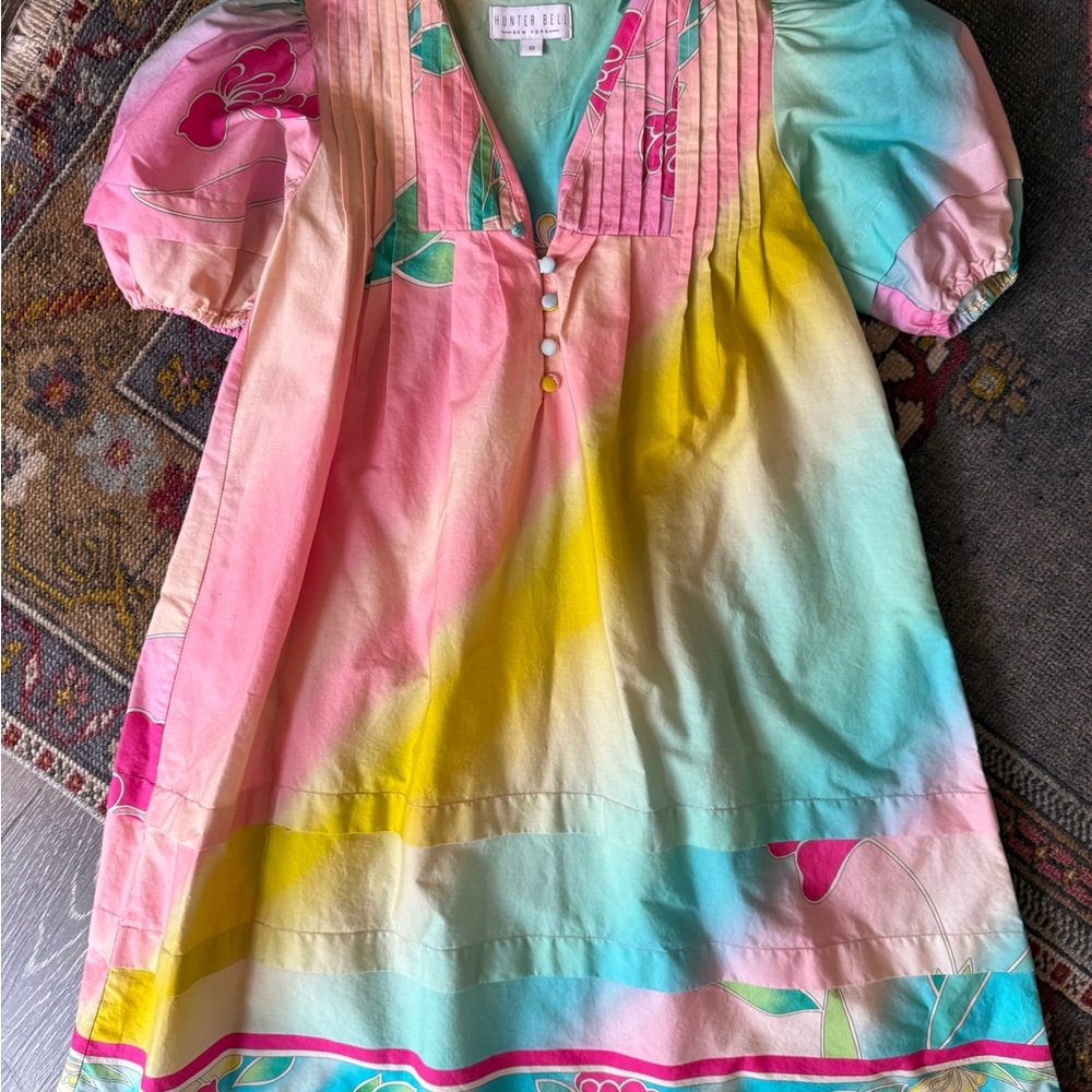 HUNTER BELL Pastel Rainbow Floral Applique Dress